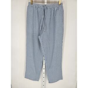 National Wildlife Federation Blue White Checked Elastic High Rise Pant Size L